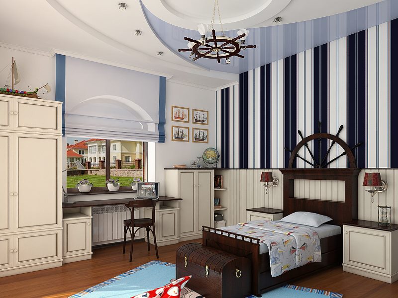 Дизайн детской комнаты для мальчика в морском стиле